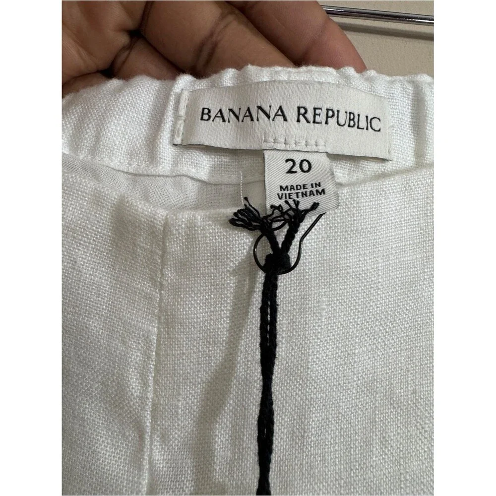 NWT Banana Republic White Linen Wide-Leg Cropped Pants Lace Hem size 20 Summer